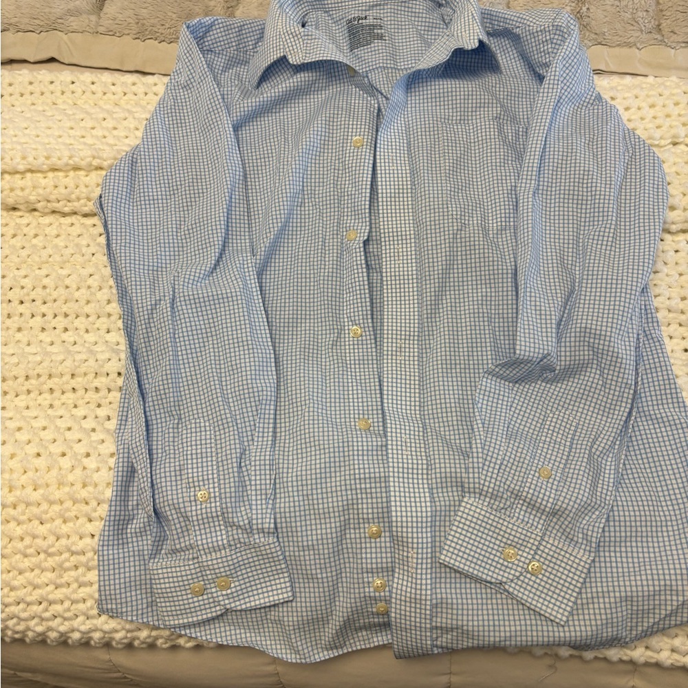 Cat & Jack Light Blue Checkered Dress Shirt